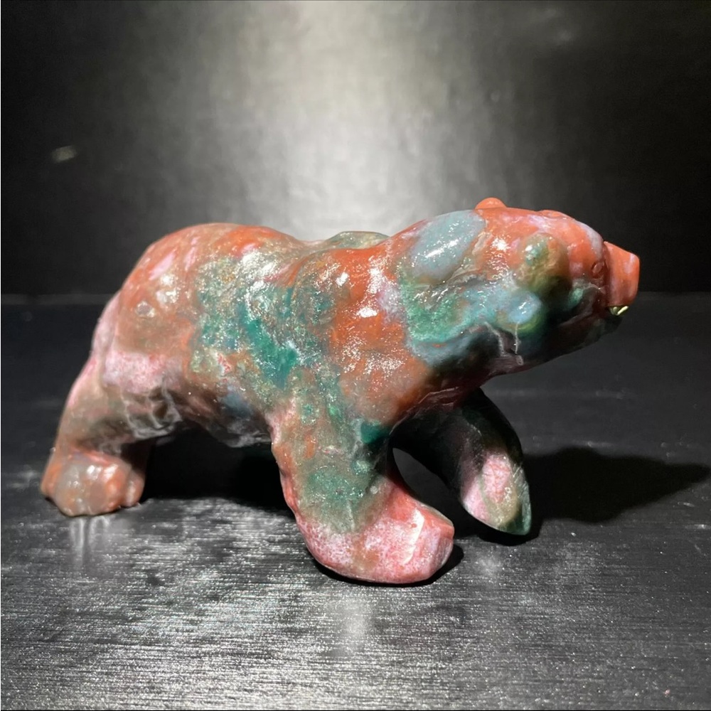 102 gram ocean jasper hand carved Bear Figurine
